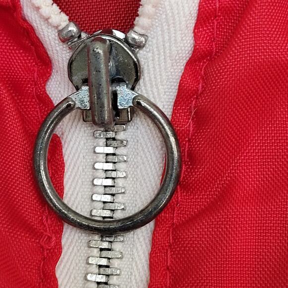 Vintage 80s Hippie MOD Zip Windbreaker Jacket L/XL 23x26 Red - Picture 8 of 13